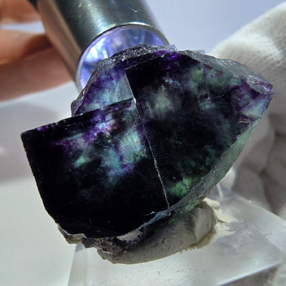 Seltene Phantom Fluorit Würfel Stufe zonal grün lila Okorusu, Namibia 33*27*21mm