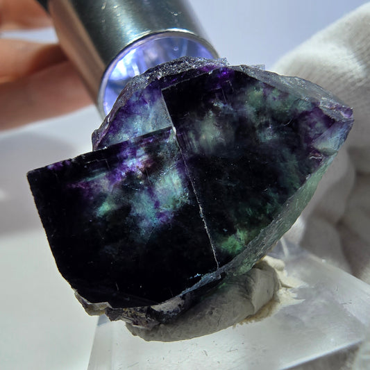 Seltene Phantom Fluorit Würfel Stufe zonal grün lila Okorusu, Namibia 33*27*21mm