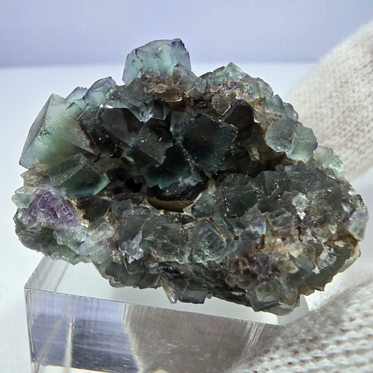 Seltene Phantom Fluorit Würfel Stufe zonal grün lila Okorusu, Namibia 35*35*23mm