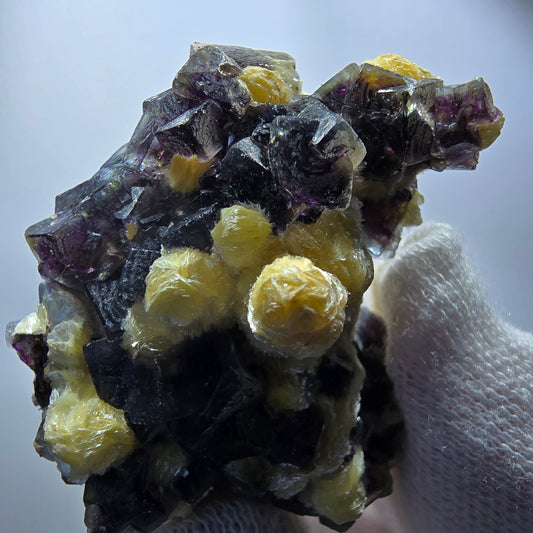 Cubes de fluorite fantôme colorés, hyalite, spécimen de muscovite, Erongo, Namibie, 42 x 39 x 28 mm 