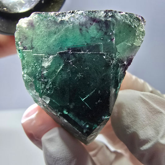 Spécimen de cube de fluorite fantôme parqueté vert violet Okorusu, Namibie 34*33*25 mm 
