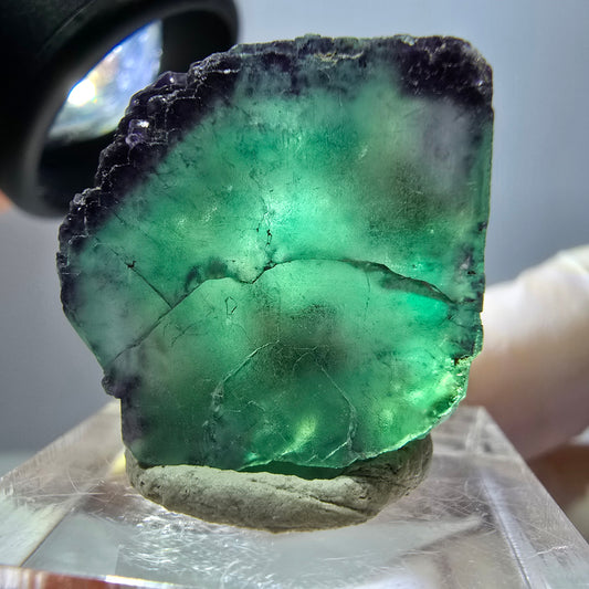 Cube de fluorite fantôme parqueté, zonal, vert violet Okorusu, Namibie 27*22*18mm 