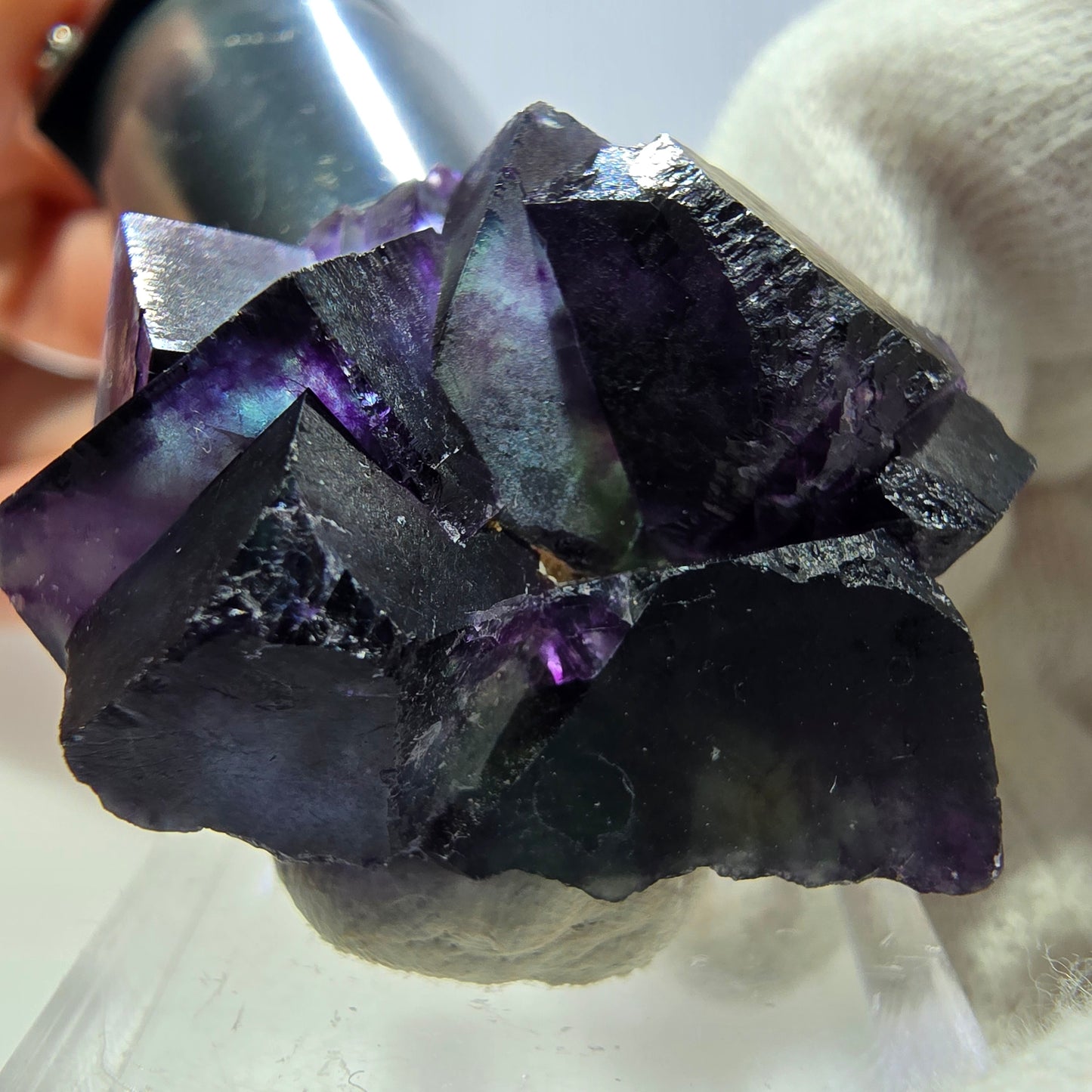 Klare Phantom Fluorit Würfel Stufe zonal grün lila Okorusu, Namibia 37*31*24mm