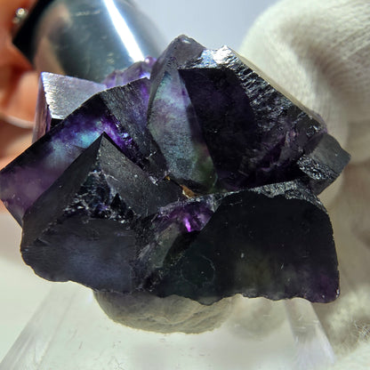 Klare Phantom Fluorit Würfel Stufe zonal grün lila Okorusu, Namibia 37*31*24mm
