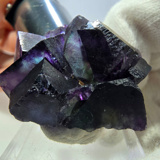 Klare Phantom Fluorit Würfel Stufe zonal grün lila Okorusu, Namibia 37*31*24mm