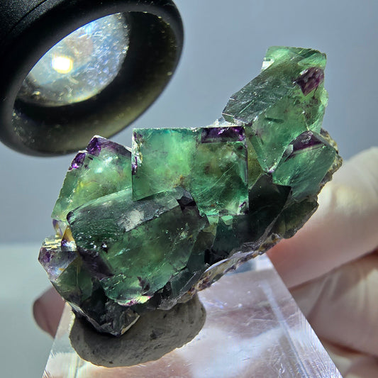 Phantom Fluorit Würfel Stufe, grün lila Okorusu, Namibia 39*18*12mm