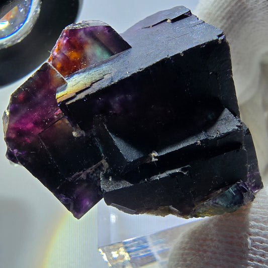 Seltene Phantom Fluorit Würfel Stufe zonal grün lila Okorusu, Namibia 39*39*26mm