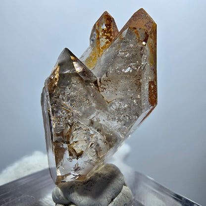 Sceptre Enhydro Phantom Smoky Quartz DT, 1x Bubble Goboboseb, Namibie 32*17*17mm 