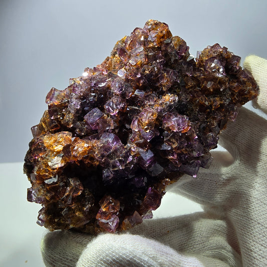 Grand spécimen de cube de fluorite fantôme, vert, jaune, violet, Okorusu, Namibie, 110 x 66 x 50 mm 