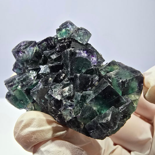 Spécimen de cube de fluorite fantôme, parqueté vert violet Okorusu, Namibie 52*41*18 mm 