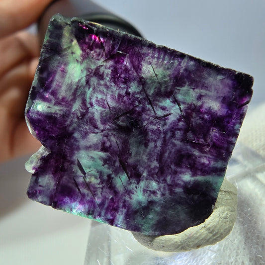Seltener Phantom Fluorit Würfel, zonal grün lila Okorusu, Namibia 28*28*13mm