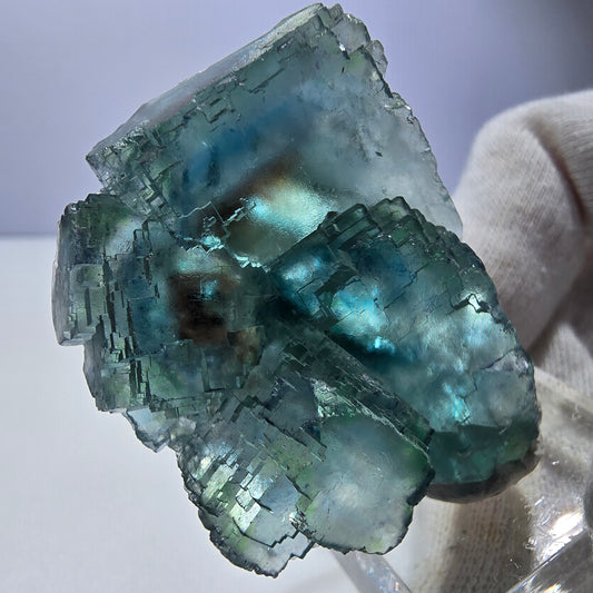 Phantom Fluorit Würfel Stufe, parkettiert grün braun Okorusu, Namibia 48*43*23mm