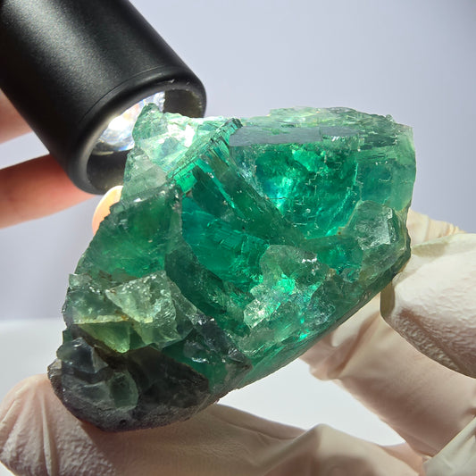 Spécimen de cube de fluorite fantôme, parqueté vert violet Okorusu, Namibie 59*39*24 mm 
