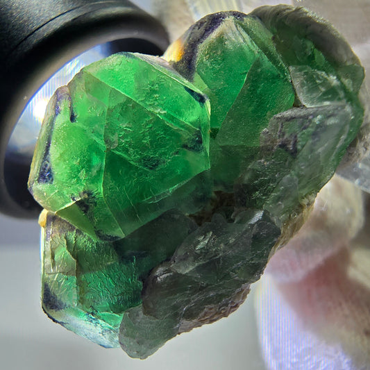 Cube de fluorite fantôme zonal, spécimen d'orthose, Erongo, Namibie, 31 x 23 x 19 mm 