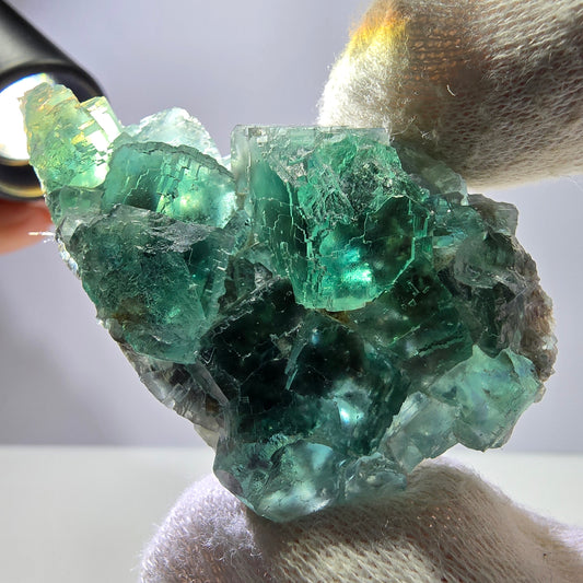 Rare spécimen de cube de fluorite fantôme, parqueté vert Okorusu, Namibie, 62 x 39 x 19 mm 
