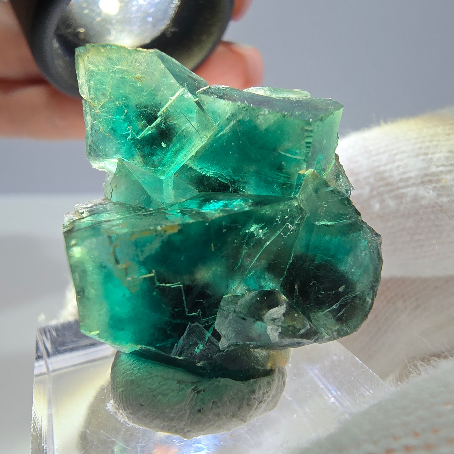 Cube de fluorite fantôme parqueté vert turquoise Okorusu Namibie 29*27*17mm 