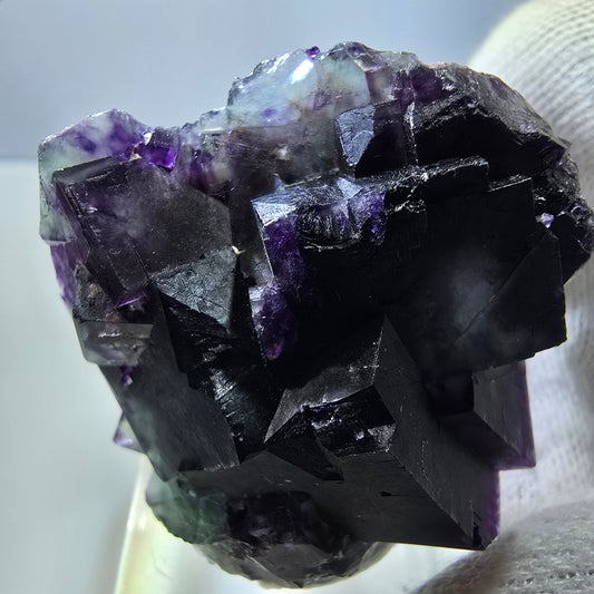 Seltene Phantom Fluorit Würfel Stufe zonal grün lila Okorusu, Namibia 40*39*21mm