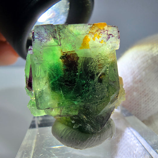 Cube de fluorite fantôme zonal, spécimen de muscovite, Erongo, Namibie, 28 x 23 x 16 mm 