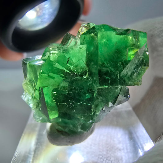 Cube de fluorite fantôme parqueté, vert Okorusu, Namibie 25*21*16mm 