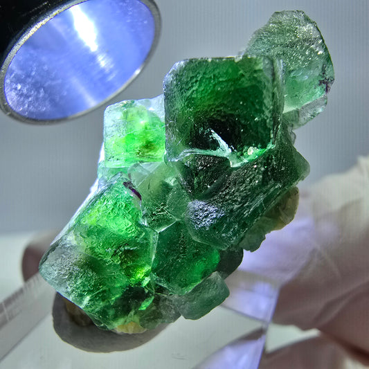 Cube de fluorite fantôme, spécimen de muscovite, Erongo, Namibie, 36 x 19 x 16 mm 