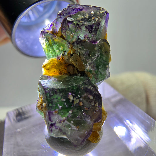 Cube de fluorite fantôme, spécimen de tourmaline scholle muscovite, Erongo, Namibie, 23 x 12 x 13 mm 