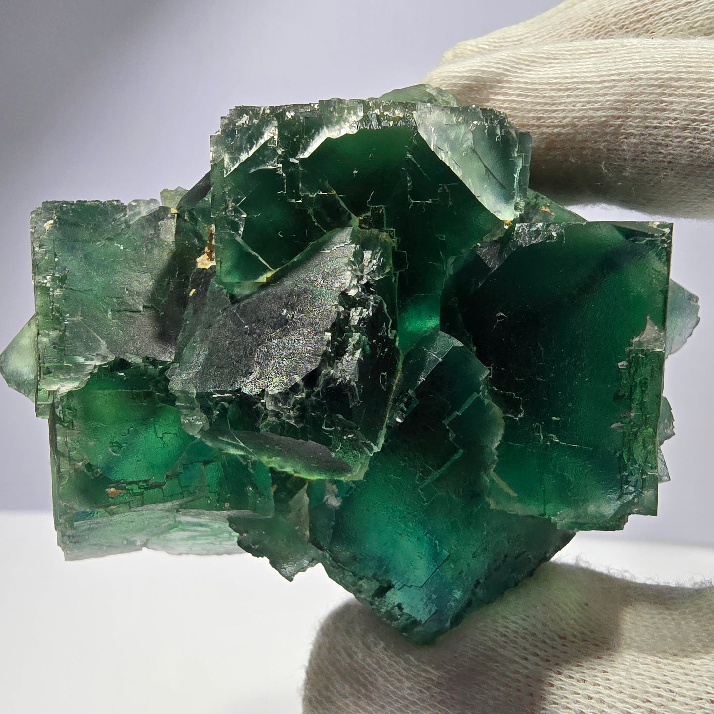 Große Phantom Fluorit Würfel Stufe parkettiert grün Okorusu Namibia 89*67*47mm