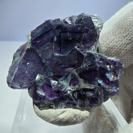 Klare Phantom Fluorit Würfel Stufe zonal grün lila Okorusu, Namibia 35*33*14mm
