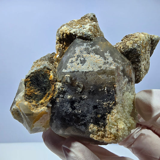 Rauchquarz, Hyalit Schörl Turmalin Orthoklas Muskovit Erongo, Namibia 74*68*36mm