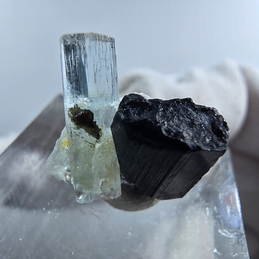 Aigue-marine de Setlene, tourmaline de Schörl, stade orthose Erongo, Namibie 16*14*10 mm 