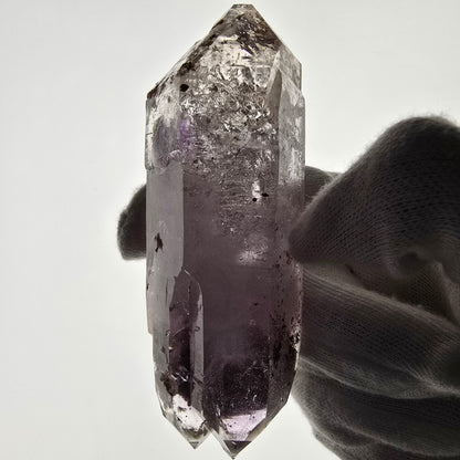 Sceptre DT en améthyste squelette Enhydro, poche de calcite Valentine Goboboseb Namibie 100 x 36 x 30 mm 