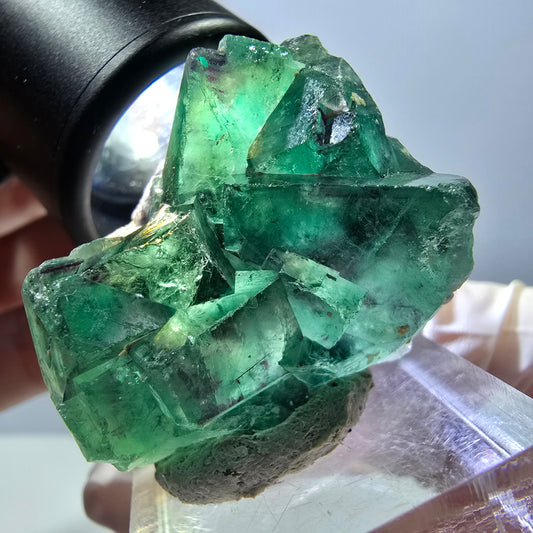 Phantom Fluorit Würfel Stufe, grün lila Okorusu, Namibia 34*30*16mm