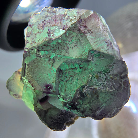 Cube de fluorite fantôme zonal, spécimen de muscovite, Erongo, Namibie, 24 x 20 x 19 mm 