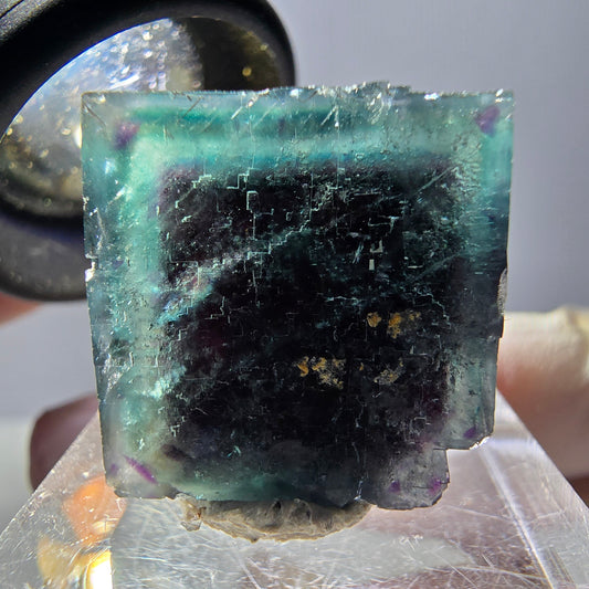 Phantom Fluorit Würfel Stufe, parkettiert grün lila Okorusu, Namibia 20*20*15mm