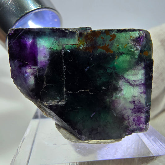 Rare Phantom Fluorite Cube Specimen zonal green purple Okorusu, Namibia 33*27*21mm 