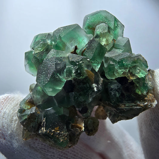 Phantom Fluorit, Hyalit, Schörl Turmalin, Muskovit Erongo, Namibia 44*43*34mm