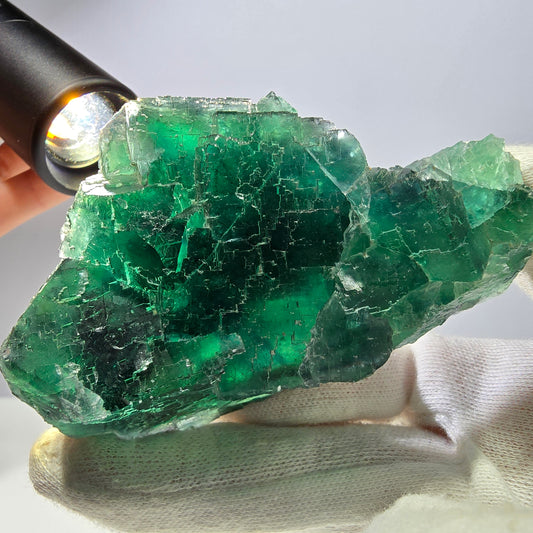 Grand cube de fluorite fantôme vert étagé Okorusu Namibie 94 x 58 x 46 mm 
