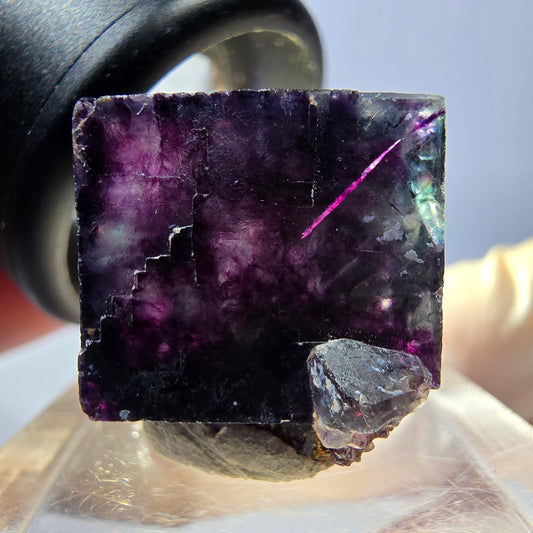 Cube de fluorite fantôme parqueté, vert violet Okorusu, Namibie 16*16*16mm 