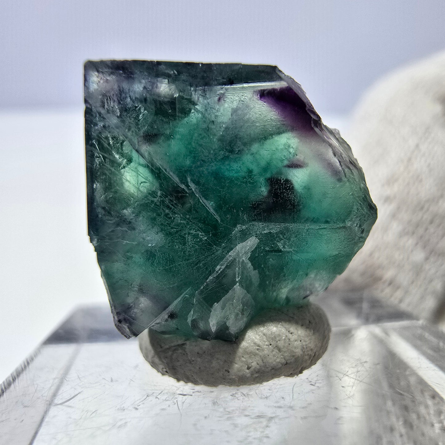 Rare Phantom Fluorite Cube, zonal green purple Okorusu, Namibia 19*17*13mm 