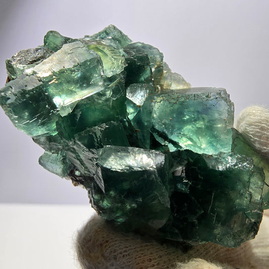 Rare spécimen de cube de fluorite fantôme, parqueté vert Okorusu, Namibie, 59 x 36 x 22 mm 