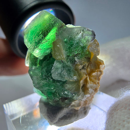 Cube de fluorite fantôme, spécimen de muscovite, Erongo, Namibie, 27 x 25 x 19 mm 