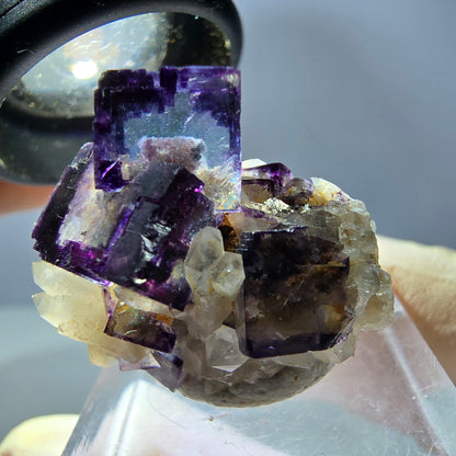 Phantom Fluorit Würfel, parkettiert, Quarz Stufe Okorusu, Namibia 28*24*19mm