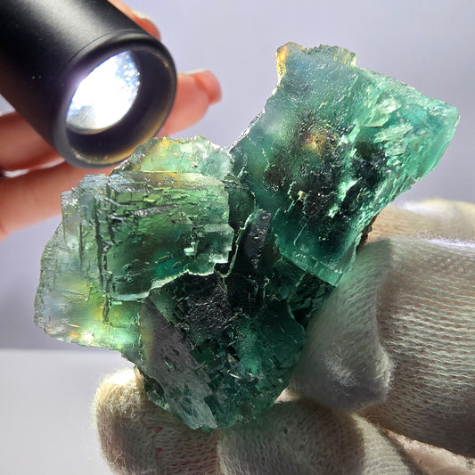 Rare spécimen de cube de fluorite fantôme, parqueté vert Okorusu, Namibie, 47 x 31 x 28 mm 