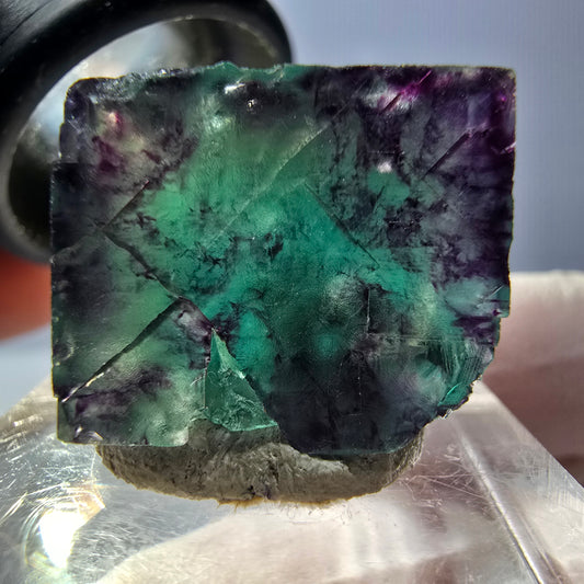 Cube de fluorite fantôme parqueté, vert violet Okorusu, Namibie 19*18*16mm 