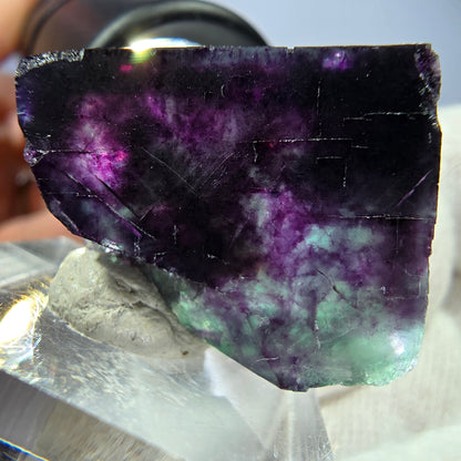 Seltener Phantom Fluorit Würfel, zonal grün lila Okorusu, Namibia 23*20*18mm