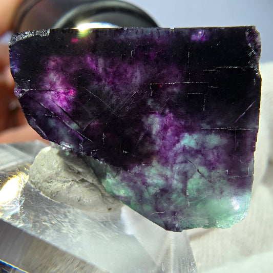 Seltener Phantom Fluorit Würfel, zonal grün lila Okorusu, Namibia 23*20*18mm