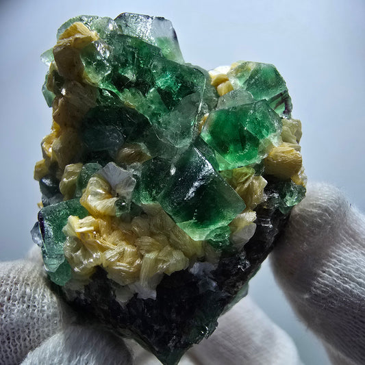 Phantom Fluorit Schörl Turmalin Calcit Muskovit Stufe Erongo, Namibia 52*43*34mm