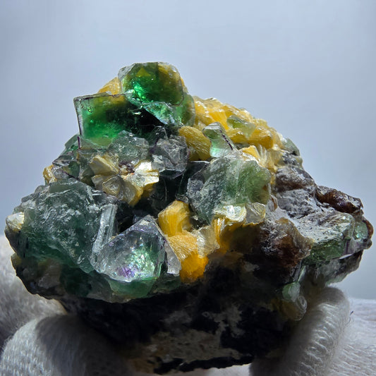 Phantom Fluorit Schörl Turmalin Calcit Muskovit Stufe Erongo, Namibia 62*40*38mm