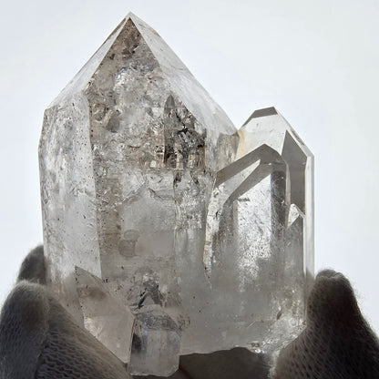Sceptre de poche en hématite et quartz fumé, fantôme squelette, Saint-Valentin, Goboboseb, Namibie, 58 x 45 x 32 mm 
