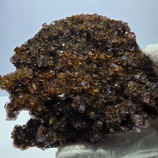 Grand spécimen de cube de fluorite fantôme double face, jaune violet, Okorusu, Namibie, 111 x 89 x 28 mm 