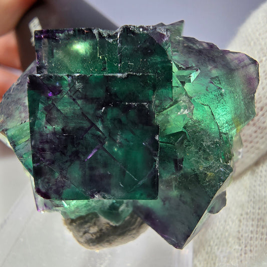 Seltene Phantom Fluorit Würfel Stufe zonal grün lila Okorusu, Namibia 40*36*22mm